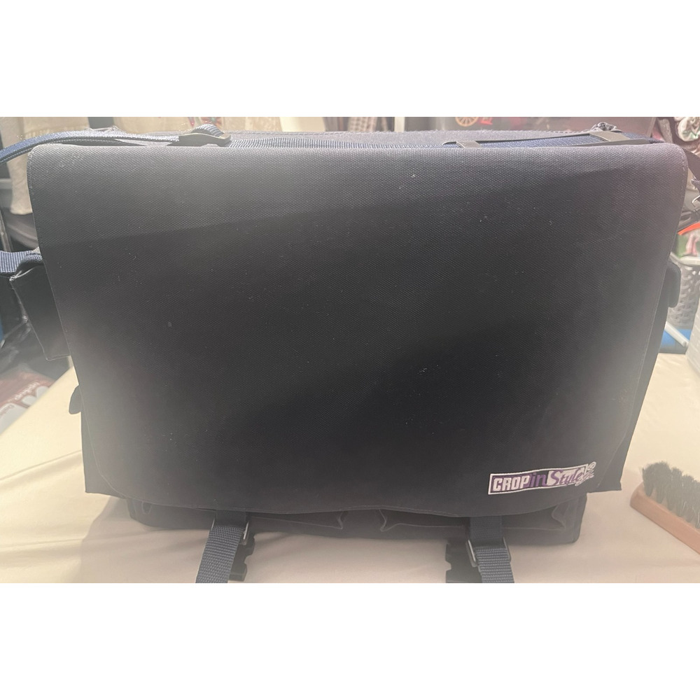 Crop in Style Jr. Messenger Bag Style Tote Scrapbook Carrying Case Black 17x14